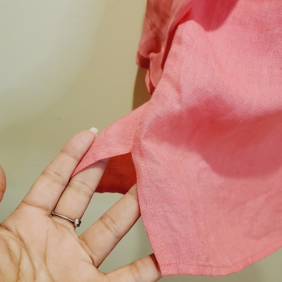 TALBOTS pink 100% Linen Relaxed Fit  3 quarter sleeves blouse size S - Picture 8 of 9